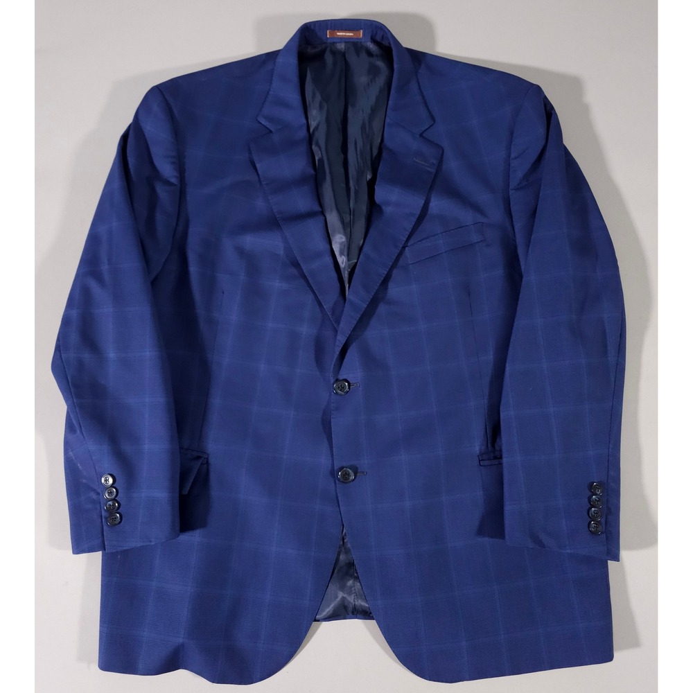 Peter Millar Sport Coat Mens 50R Blue Windowpane Pure Virgin Wool Blazer Canada